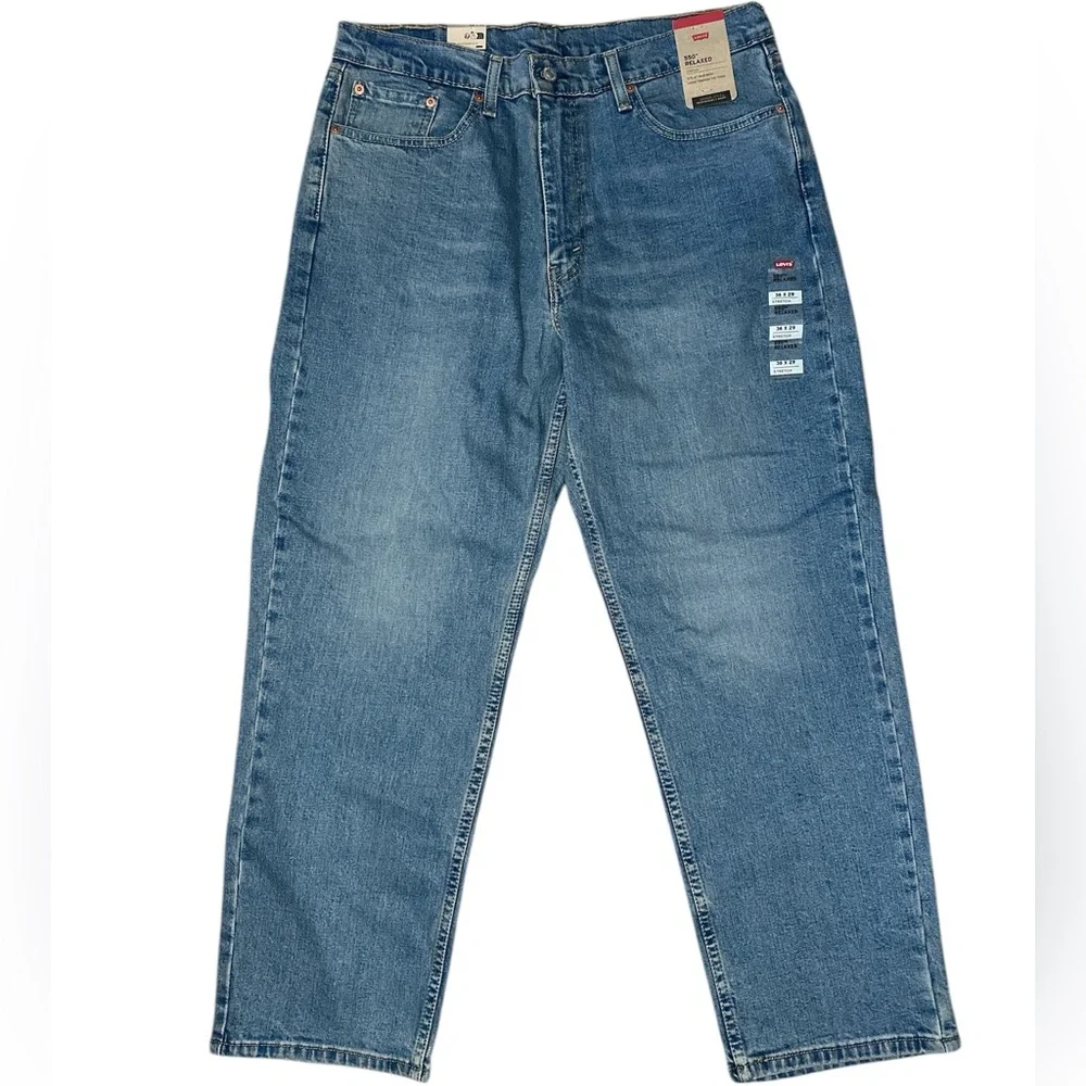 Levi Strauss 550 Jeans Men's 36x29 Relaxed Stretch‎ Denim Blue Pants New